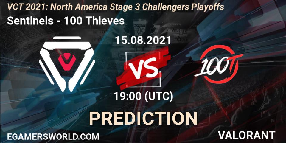 Sentinels проти 100 Thieves: Поради щодо ставок, прогнози на матчі. 15.08.2021 at 19:00. VALORANT, VCT 2021: North America Stage 3 Challengers Playoffs
