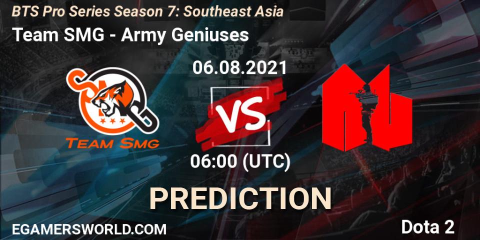 Team SMG проти Army Geniuses: Поради щодо ставок, прогнози на матчі. 06.08.2021 at 06:00. Dota 2, BTS Pro Series Season 7: Southeast Asia