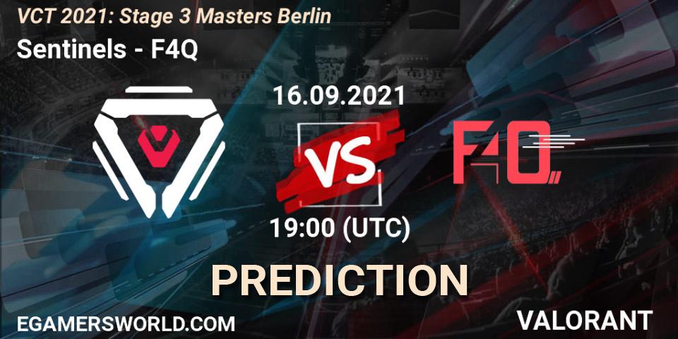 Sentinels проти F4Q: Поради щодо ставок, прогнози на матчі. 16.09.2021 at 20:20. VALORANT, VCT 2021: Stage 3 Masters Berlin