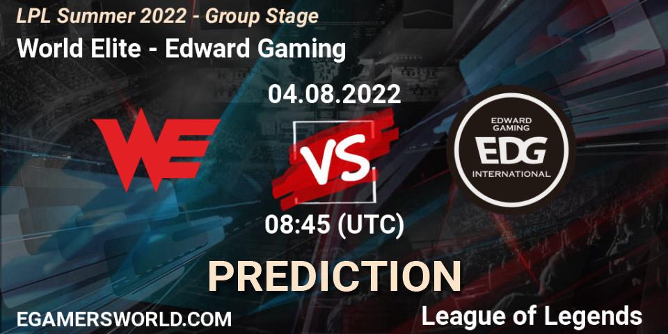 World Elite проти Edward Gaming: Поради щодо ставок, прогнози на матчі. 04.08.2022 at 09:00. LoL, LPL Summer 2022 - Group Stage