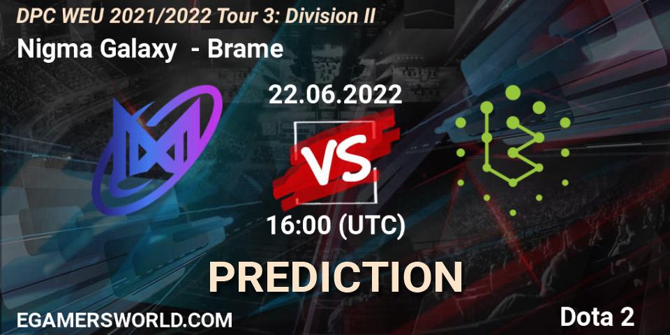 Nigma Galaxy проти Brame: Поради щодо ставок, прогнози на матчі. 22.06.2022 at 15:56. Dota 2, DPC WEU 2021/2022 Tour 3: Division II