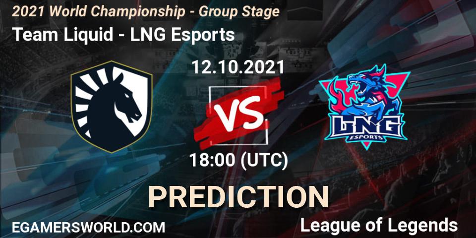 Team Liquid проти LNG Esports: Поради щодо ставок, прогнози на матчі. 18.10.2021 at 12:00. LoL, 2021 World Championship - Group Stage