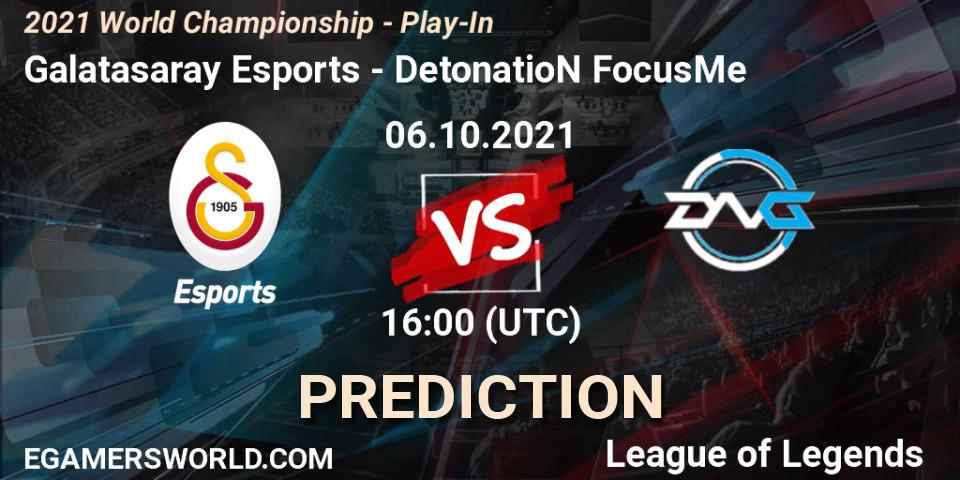 Galatasaray Esports проти DetonatioN FocusMe: Поради щодо ставок, прогнози на матчі. 06.10.2021 at 16:00. LoL, 2021 World Championship - Play-In
