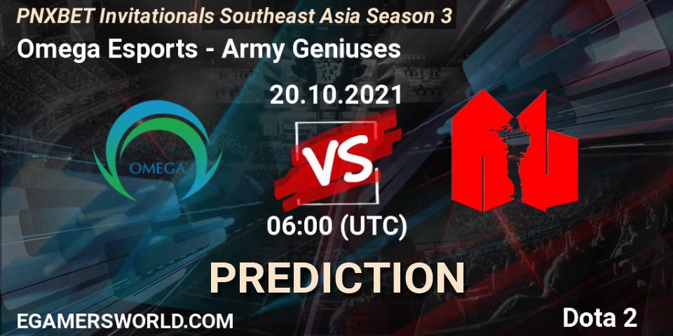 Omega Esports проти Army Geniuses: Поради щодо ставок, прогнози на матчі. 20.10.2021 at 06:07. Dota 2, PNXBET Invitationals Southeast Asia Season 3