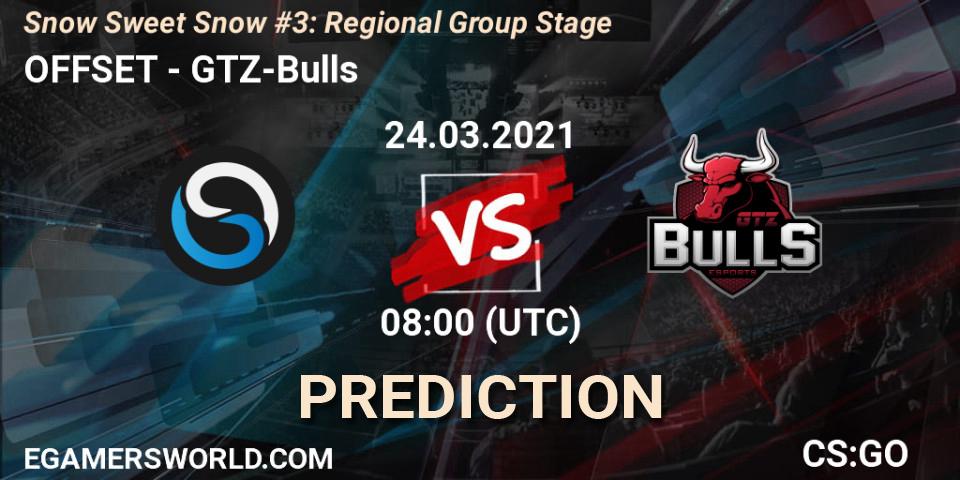 OFFSET проти GTZ-Bulls: Поради щодо ставок, прогнози на матчі. 24.03.2021 at 08:00. Counter-Strike (CS2), Snow Sweet Snow #3: Regional Group Stage