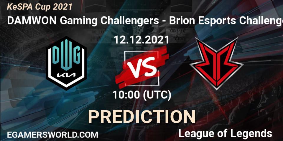 DAMWON Gaming Challengers проти Brion Esports Challengers: Поради щодо ставок, прогнози на матчі. 12.12.2021 at 08:00. LoL, KeSPA Cup 2021