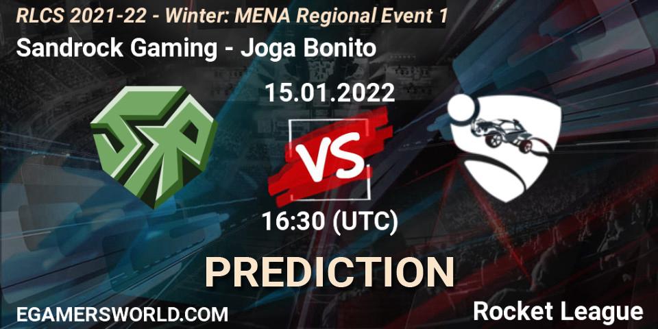Sandrock Gaming проти Joga Bonito: Поради щодо ставок, прогнози на матчі. 15.01.2022 at 16:30. Rocket League, RLCS 2021-22 - Winter: MENA Regional Event 1
