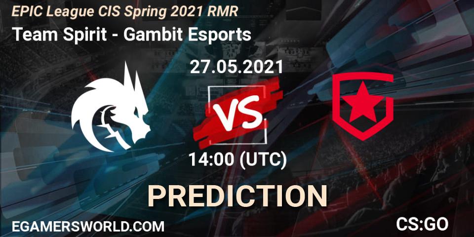 Team Spirit проти Gambit Esports: Поради щодо ставок, прогнози на матчі. 27.05.2021 at 14:00. Counter-Strike (CS2), EPIC League CIS Spring 2021 RMR