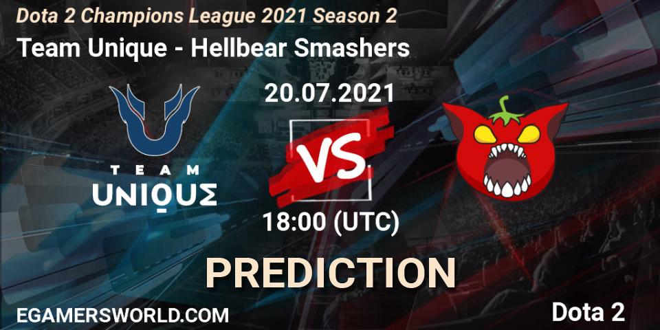 Team Unique проти Hellbear Smashers: Поради щодо ставок, прогнози на матчі. 20.07.2021 at 18:00. Dota 2, Dota 2 Champions League 2021 Season 2