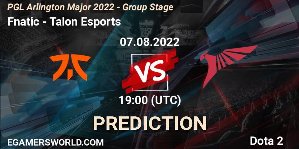 Fnatic проти Talon Esports: Поради щодо ставок, прогнози на матчі. 07.08.2022 at 19:34. Dota 2, PGL Arlington Major 2022 - Group Stage