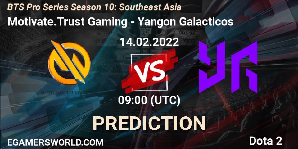 Motivate.Trust Gaming проти Yangon Galacticos: Поради щодо ставок, прогнози на матчі. 14.02.2022 at 09:06. Dota 2, BTS Pro Series Season 10: Southeast Asia