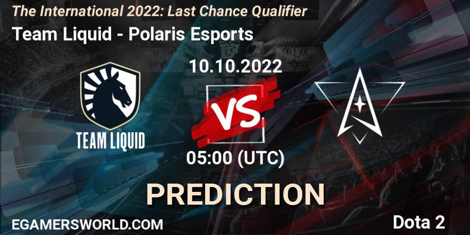 Team Liquid проти Polaris Esports: Поради щодо ставок, прогнози на матчі. 10.10.2022 at 05:37. Dota 2, The International 2022: Last Chance Qualifier