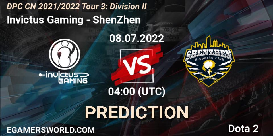 Invictus Gaming проти ShenZhen: Поради щодо ставок, прогнози на матчі. 08.07.2022 at 04:02. Dota 2, DPC CN 2021/2022 Tour 3: Division II