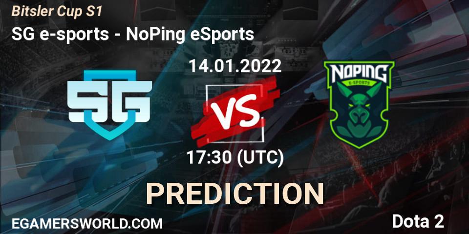 SG e-sports проти NoPing eSports: Поради щодо ставок, прогнози на матчі. 14.01.2022 at 17:37. Dota 2, Bitsler Cup S1