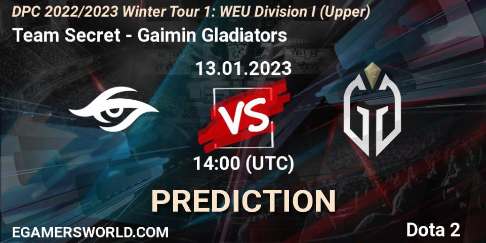 Team Secret проти Gaimin Gladiators: Поради щодо ставок, прогнози на матчі. 13.01.2023 at 13:55. Dota 2, DPC 2022/2023 Winter Tour 1: WEU Division I (Upper)
