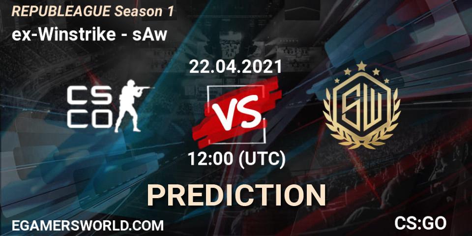 ex-Winstrike проти sAw: Поради щодо ставок, прогнози на матчі. 22.04.2021 at 12:00. Counter-Strike (CS2), REPUBLEAGUE Season 1