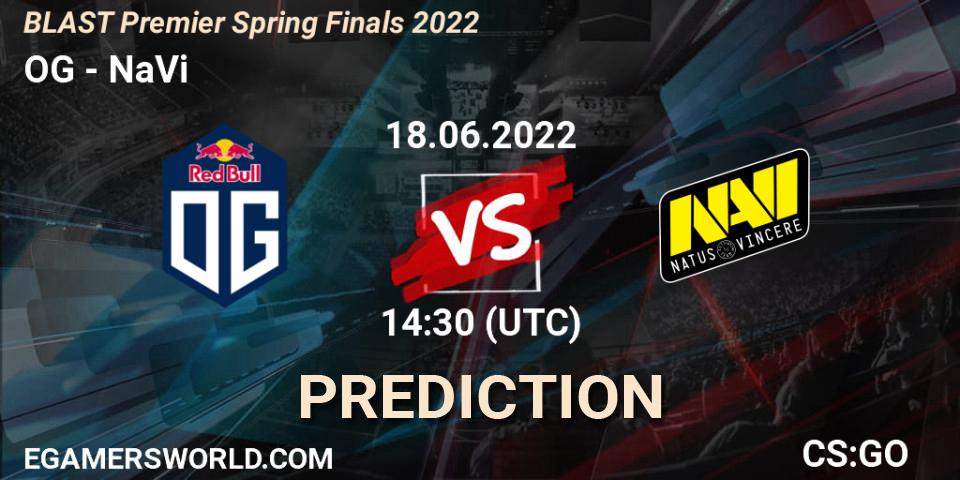 OG проти NaVi: Поради щодо ставок, прогнози на матчі. 18.06.2022 at 14:30. Counter-Strike (CS2), BLAST Premier Spring Finals 2022 