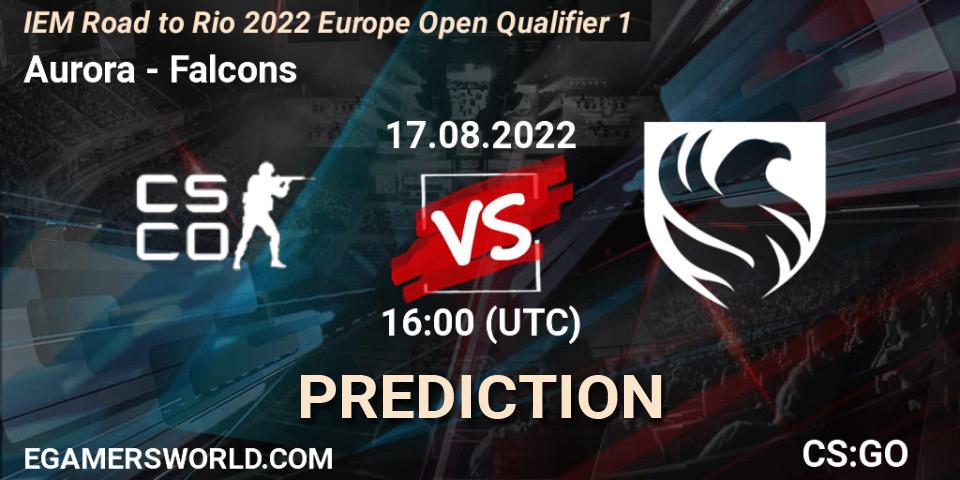 Aurora проти Falcons: Поради щодо ставок, прогнози на матчі. 17.08.2022 at 16:00. Counter-Strike (CS2), IEM Road to Rio 2022 Europe Open Qualifier 1