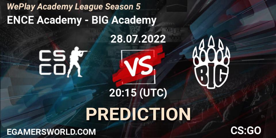 ENCE Academy проти BIG Academy: Поради щодо ставок, прогнози на матчі. 28.07.2022 at 17:30. Counter-Strike (CS2), WePlay Academy League Season 5