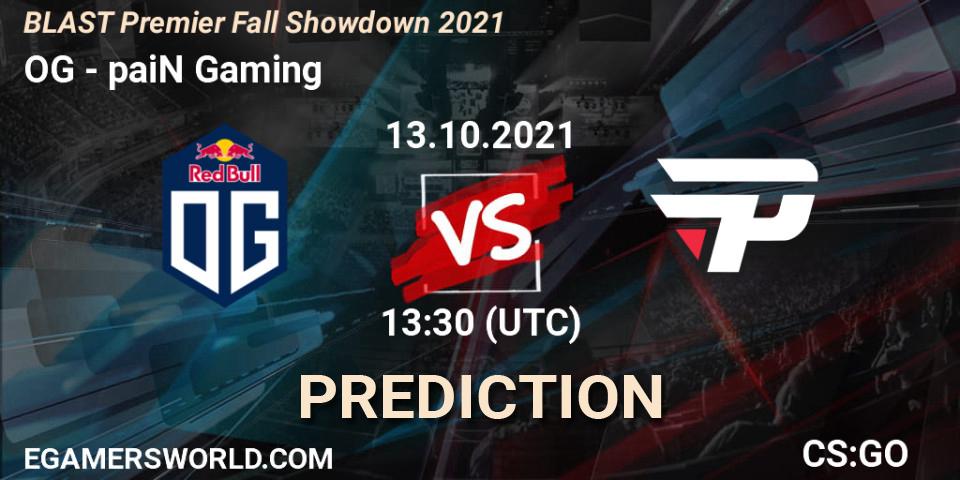OG проти paiN Gaming: Поради щодо ставок, прогнози на матчі. 13.10.2021 at 14:40. Counter-Strike (CS2), BLAST Premier Fall Showdown 2021