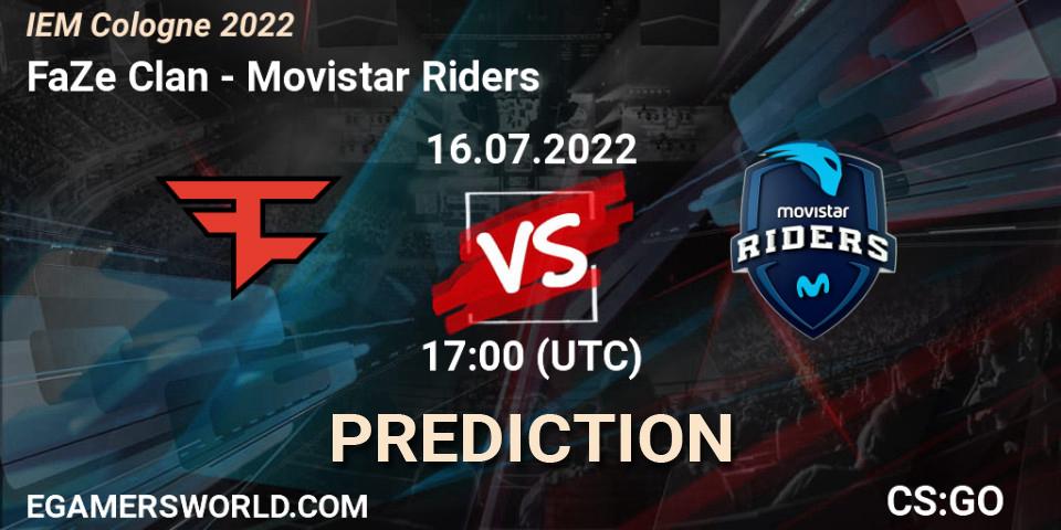 FaZe Clan проти Movistar Riders: Поради щодо ставок, прогнози на матчі. 16.07.2022 at 17:00. Counter-Strike (CS2), IEM Cologne 2022