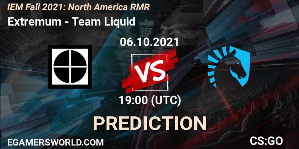 Extremum проти Team Liquid: Поради щодо ставок, прогнози на матчі. 06.10.2021 at 19:00. Counter-Strike (CS2), IEM Fall 2021: North America RMR