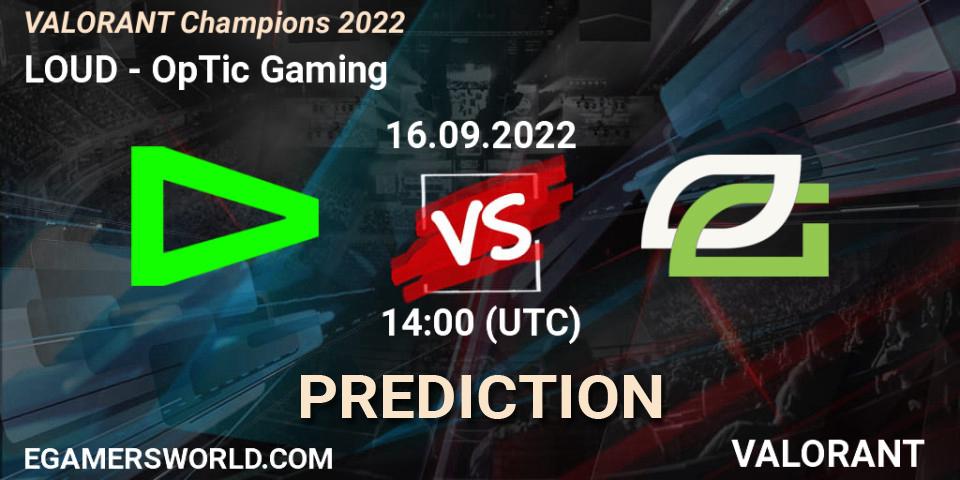 LOUD проти OpTic Gaming: Поради щодо ставок, прогнози на матчі. 16.09.2022 at 14:00. VALORANT, VALORANT Champions 2022