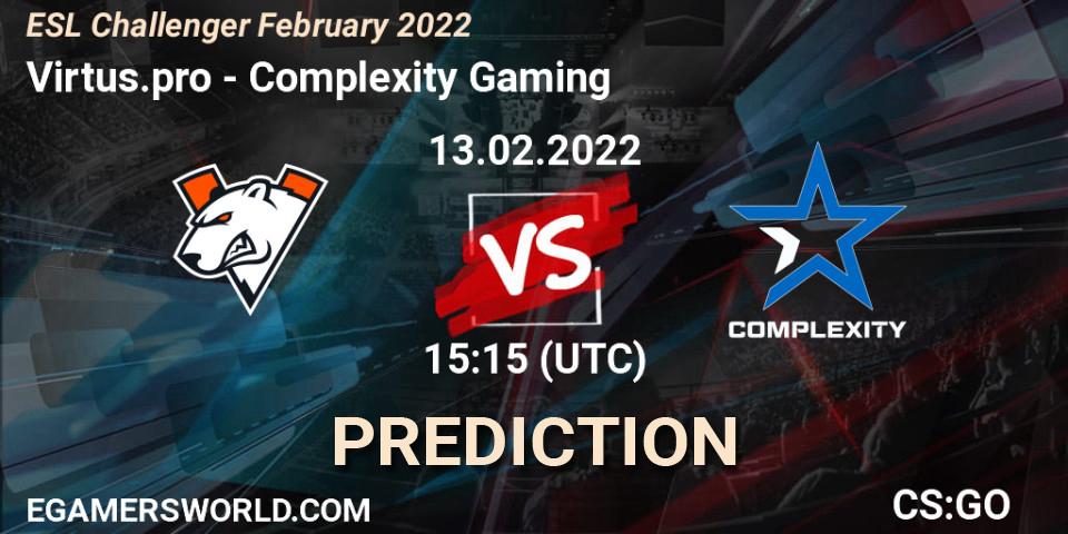 Virtus.pro проти Complexity Gaming: Поради щодо ставок, прогнози на матчі. 13.02.2022 at 15:55. Counter-Strike (CS2), ESL Challenger February 2022