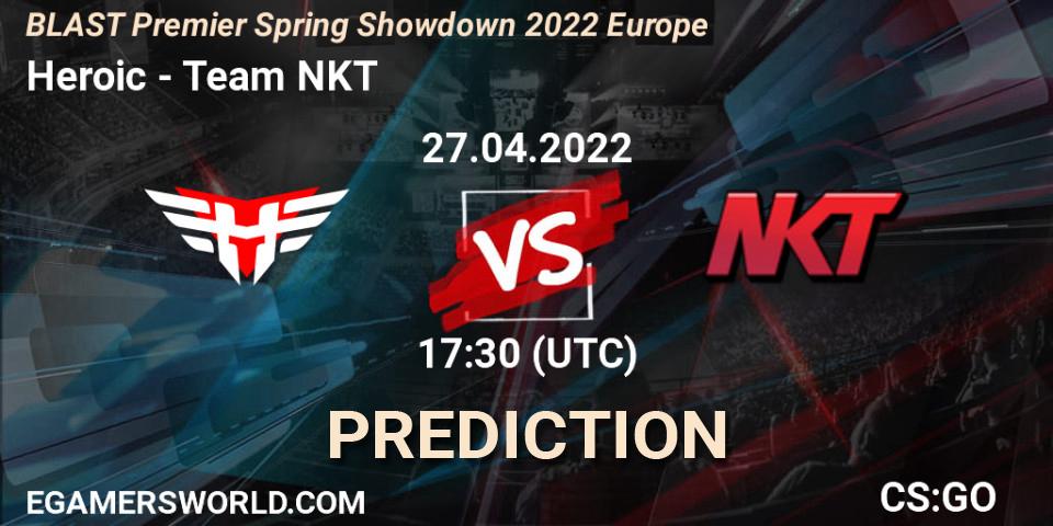 Heroic проти Team NKT: Поради щодо ставок, прогнози на матчі. 27.04.2022 at 17:45. Counter-Strike (CS2), BLAST Premier Spring Showdown 2022 Europe