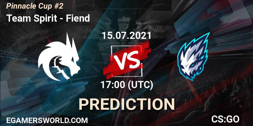 Team Spirit проти Fiend: Поради щодо ставок, прогнози на матчі. 15.07.2021 at 17:00. Counter-Strike (CS2), Pinnacle Cup #2