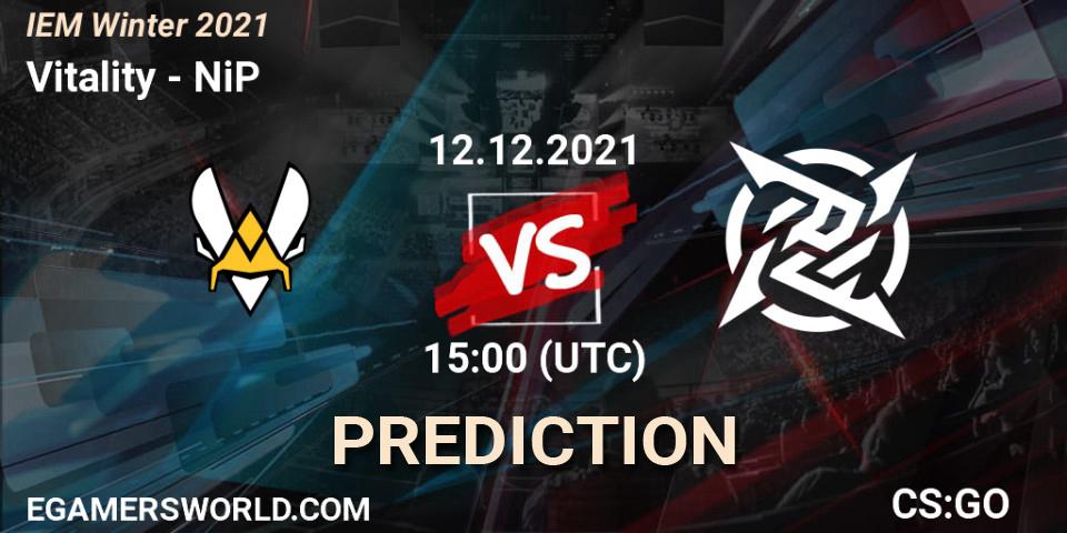 Vitality проти NiP: Поради щодо ставок, прогнози на матчі. 12.12.2021 at 15:00. Counter-Strike (CS2), IEM Winter 2021