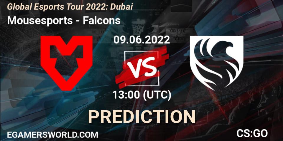Mousesports проти Falcons: Поради щодо ставок, прогнози на матчі. 09.06.2022 at 14:55. Counter-Strike (CS2), Global Esports Tour 2022: Dubai