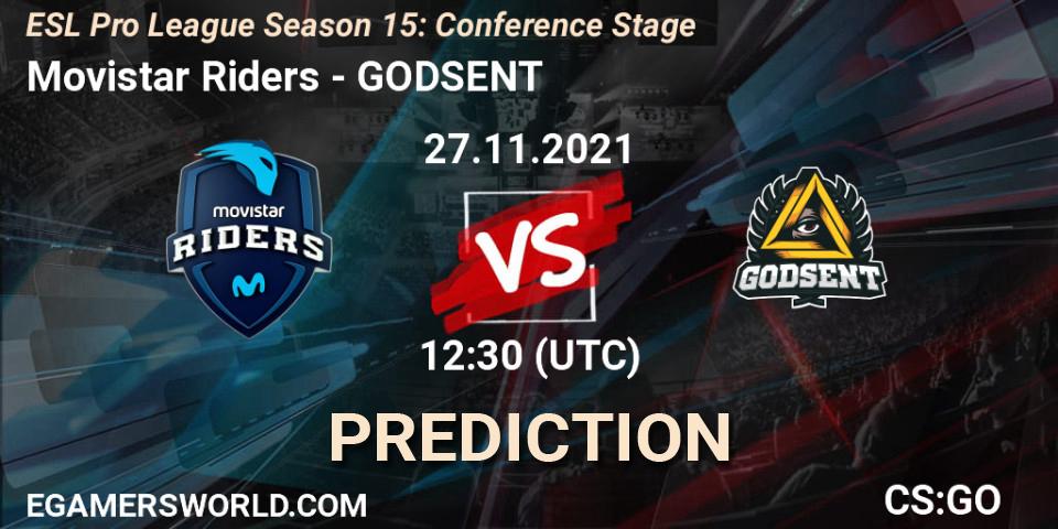 Movistar Riders проти GODSENT: Поради щодо ставок, прогнози на матчі. 27.11.2021 at 12:30. Counter-Strike (CS2), ESL Pro League Season 15: Conference Stage