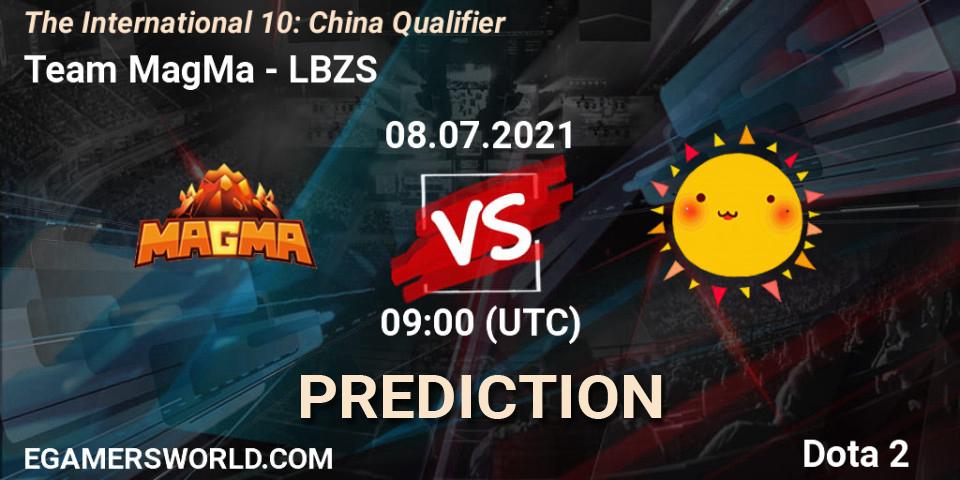 Team MagMa проти LBZS: Поради щодо ставок, прогнози на матчі. 08.07.2021 at 09:00. Dota 2, The International 10: China Qualifier