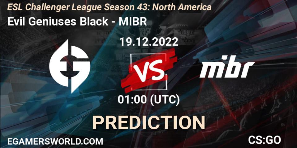 Evil Geniuses Black проти MIBR: Поради щодо ставок, прогнози на матчі. 19.12.2022 at 00:00. Counter-Strike (CS2), ESL Challenger League Season 43: North America