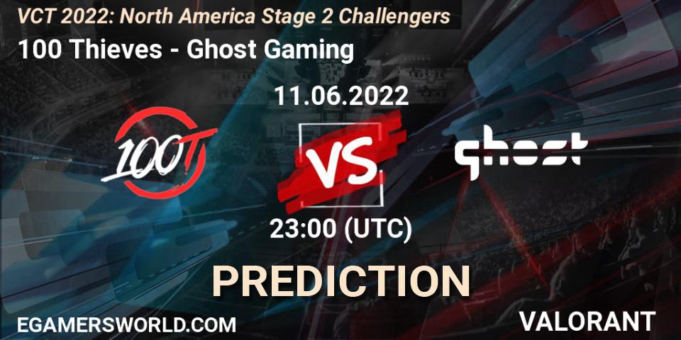 100 Thieves проти Ghost Gaming: Поради щодо ставок, прогнози на матчі. 11.06.2022 at 23:45. VALORANT, VCT 2022: North America Stage 2 Challengers