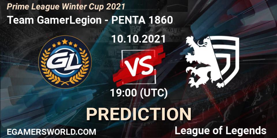 Team GamerLegion проти PENTA 1860: Поради щодо ставок, прогнози на матчі. 10.10.2021 at 19:00. LoL, Prime League Winter Cup 2021