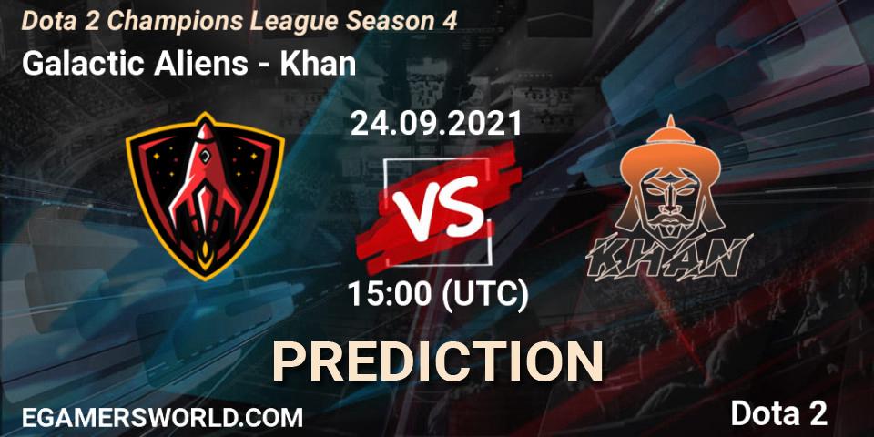 Galactic Aliens проти Khan: Поради щодо ставок, прогнози на матчі. 30.09.2021 at 15:01. Dota 2, Dota 2 Champions League Season 4