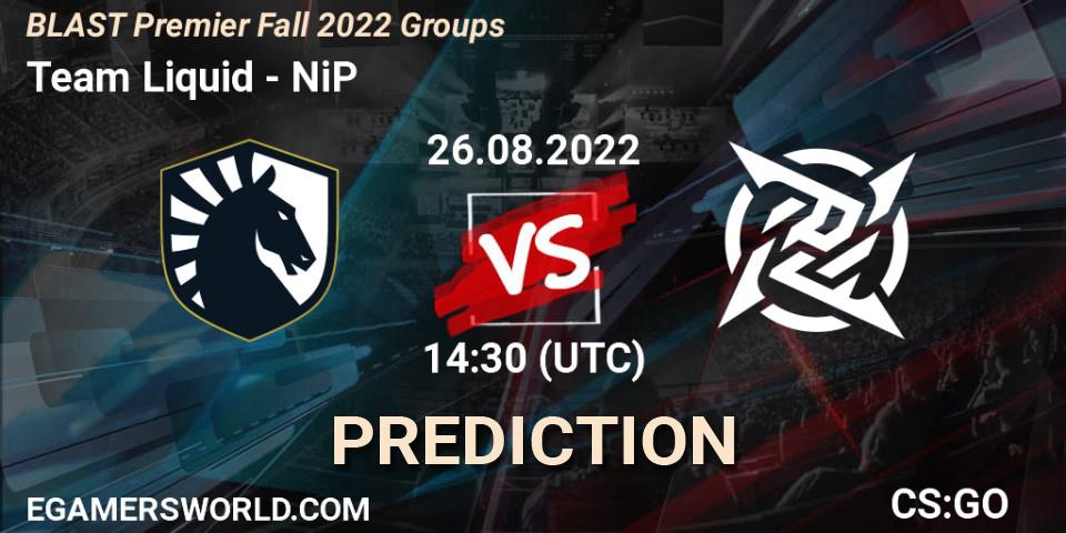 Team Liquid проти NiP: Поради щодо ставок, прогнози на матчі. 26.08.2022 at 14:40. Counter-Strike (CS2), BLAST Premier Fall 2022 Groups