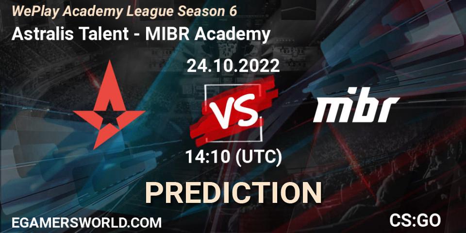 Astralis Talent проти MIBR Academy: Поради щодо ставок, прогнози на матчі. 24.10.2022 at 14:10. Counter-Strike (CS2), WePlay Academy League Season 6