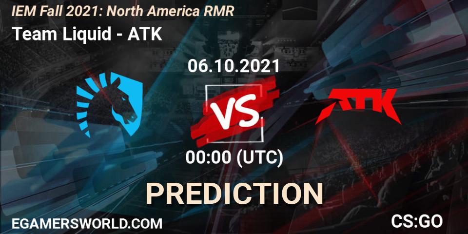 Team Liquid проти ATK: Поради щодо ставок, прогнози на матчі. 06.10.2021 at 00:15. Counter-Strike (CS2), IEM Fall 2021: North America RMR