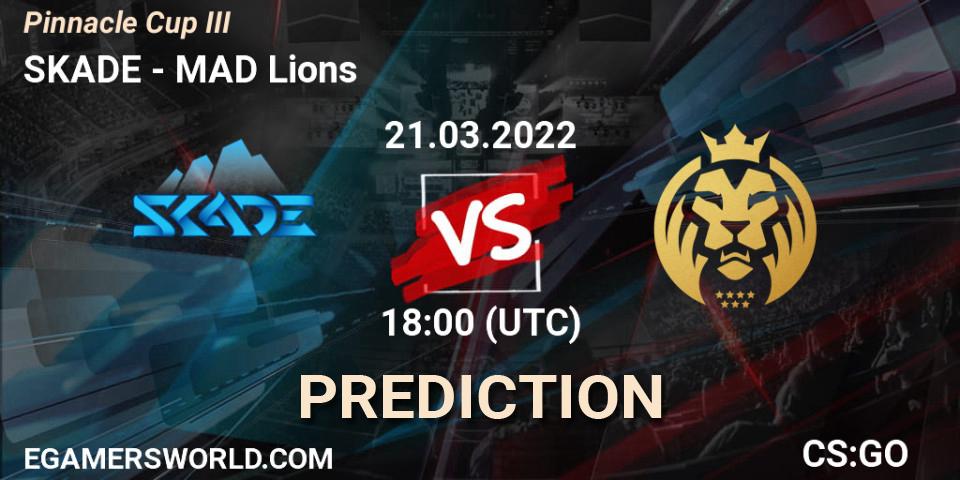 SKADE проти MAD Lions: Поради щодо ставок, прогнози на матчі. 21.03.2022 at 18:00. Counter-Strike (CS2), Pinnacle Cup #3