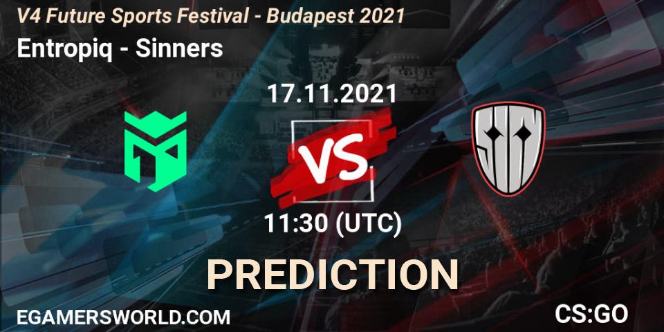 Entropiq проти Sinners: Поради щодо ставок, прогнози на матчі. 17.11.2021 at 12:05. Counter-Strike (CS2), V4 Future Sports Festival - Budapest 2021