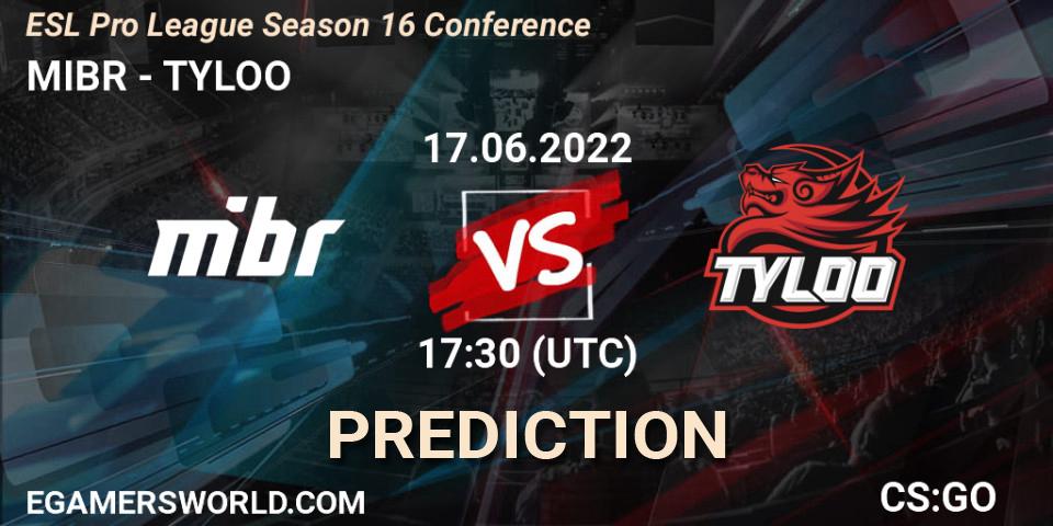 MIBR проти TYLOO: Поради щодо ставок, прогнози на матчі. 17.06.2022 at 18:00. Counter-Strike (CS2), ESL Pro League Season 16 Conference