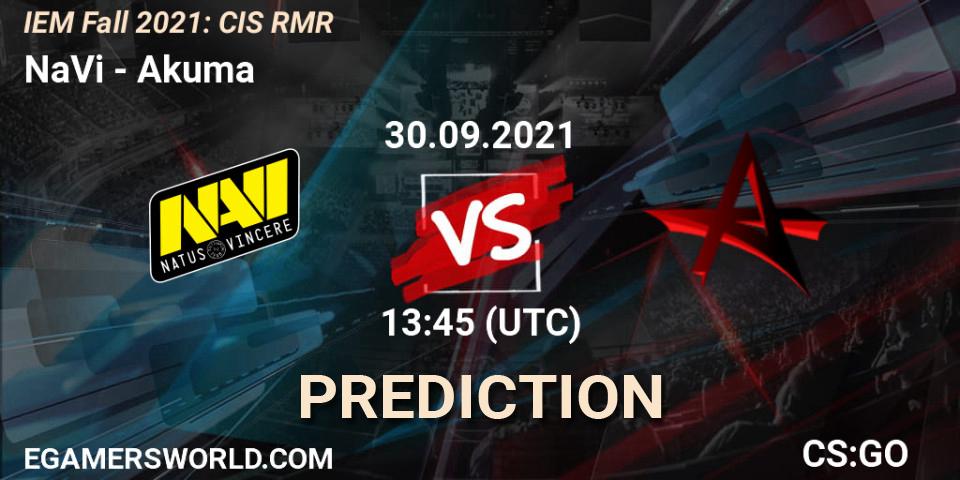 NaVi проти Akuma: Поради щодо ставок, прогнози на матчі. 30.09.2021 at 13:55. Counter-Strike (CS2), IEM Fall 2021: CIS RMR
