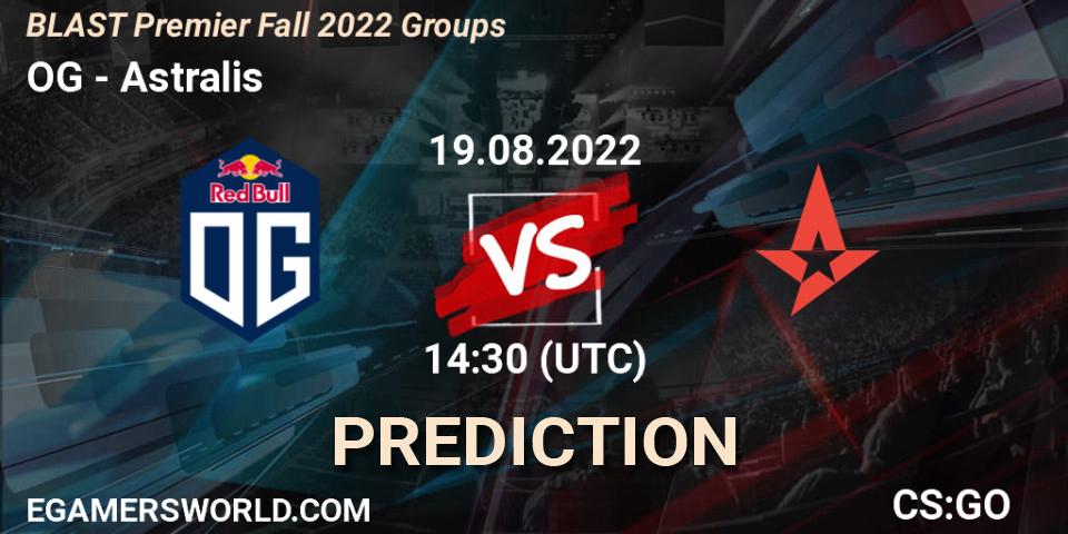 OG проти Astralis: Поради щодо ставок, прогнози на матчі. 19.08.2022 at 15:10. Counter-Strike (CS2), BLAST Premier Fall 2022 Groups