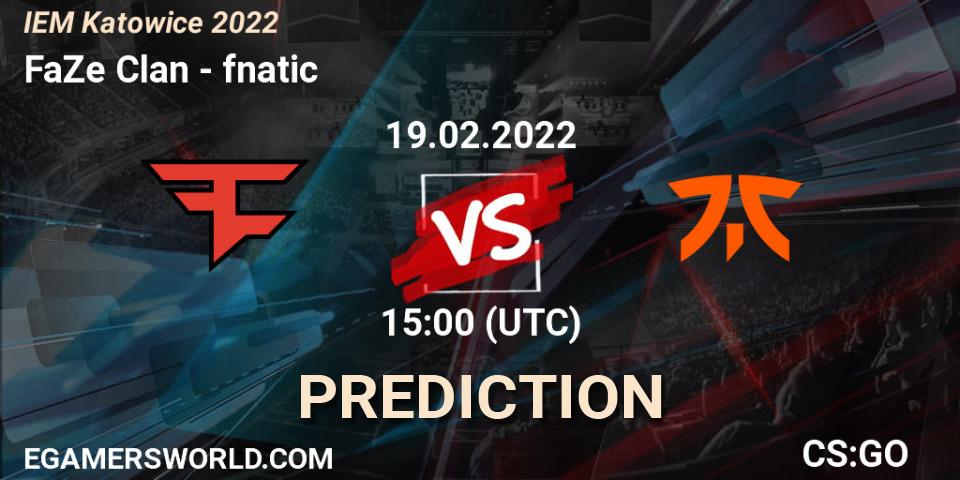 FaZe Clan проти fnatic: Поради щодо ставок, прогнози на матчі. 19.02.2022 at 16:00. Counter-Strike (CS2), IEM Katowice 2022