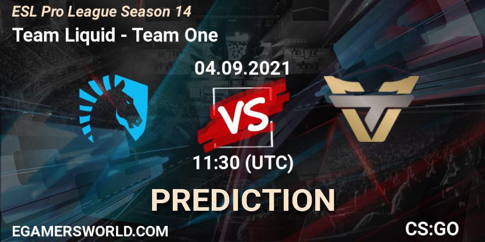 Team Liquid проти Team One: Поради щодо ставок, прогнози на матчі. 04.09.2021 at 11:30. Counter-Strike (CS2), ESL Pro League Season 14