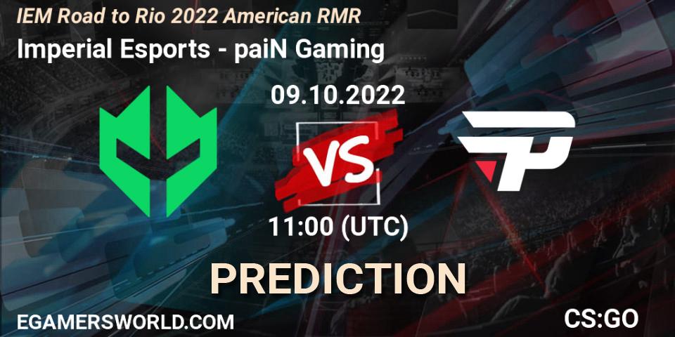 Imperial Esports проти paiN Gaming: Поради щодо ставок, прогнози на матчі. 09.10.2022 at 11:00. Counter-Strike (CS2), IEM Road to Rio 2022 American RMR