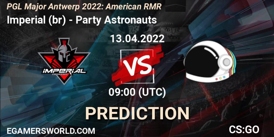 Imperial (br) проти Party Astronauts: Поради щодо ставок, прогнози на матчі. 13.04.2022 at 09:05. Counter-Strike (CS2), PGL Major Antwerp 2022: American RMR